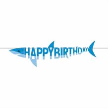 Shark Shaped Happy Birthday Party Banner | Decoration