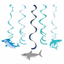 Shark Attack Party Hanging Swirl Decorations