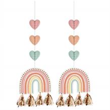Boho Rainbow Party Hanging Cutouts Decorations with Tassels
