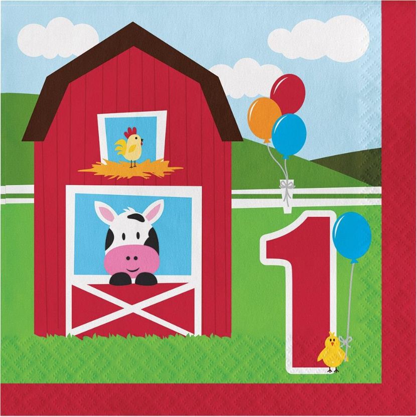 Farmhouse Fun 1st Birthday Napkins | Serviettes
