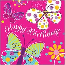 Butterfly Sparkle Party Happy Birthday Napkins | Serviettes