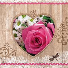 Pink Rose Heart Napkins | Serviettes - Luxury 3 ply
