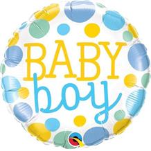 Baby Boy Blue Dots Baby Shower 18" Foil | Helium Balloon