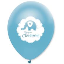 Blue Elephant Christening Party Latex Balloons