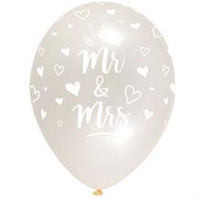 Mr & Mrs Wedding Heart 12" Helium Quality Latex Balloons