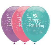 Mermaid Shine Happy Birthday Party Latex Balloons