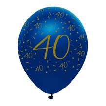 Navy Blue & Gold Geode 40th Birthday 12" Latex Balloon