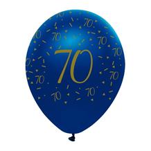 Navy Blue & Gold Geode 70th Birthday 12" Latex Balloon