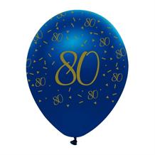 Navy Blue & Gold Geode 80th Birthday 12" Latex Balloon