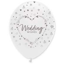 Wedding Wishes Heart 12" Helium Quality Latex Balloons