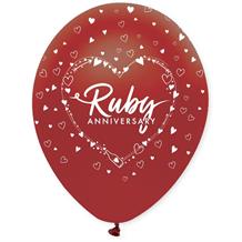 Ruby Wedding Anniversary Balloons Heart (Latex) | Party Save Smile