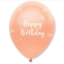 Rose Gold Pearlescent Happy Birthday Party Latex Balloons