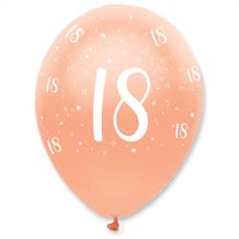 Rose Gold Pearlescent 18th Birthday Party Latex Balloons