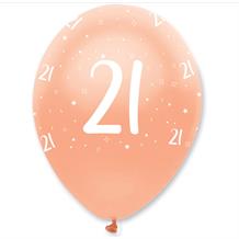 Rose Gold Pearlescent 21st Birthday Party Latex Balloons