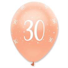Rose Gold Pearlescent 30th Birthday Party Latex Balloons