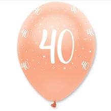 Rose Gold Pearlescent 40th Birthday Party Latex Balloons