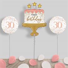 Inflated Rose Gold Confetti Birthday Helium Balloon Package in a Box - Choose your Age.