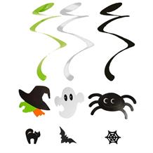 Witch, Ghost & Spider Halloween Party Hanging Swirl Decorations