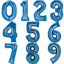 Blue 16" 0-9 Number Shaped Foil Balloon - Air Fill