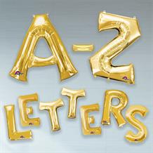 Gold 34" A-Z Letter Shaped Foil Helium Balloon