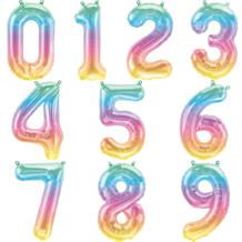 Colourful Ombre Jelli 16" 0-9 Number Shaped Foil Balloon - Air Fill