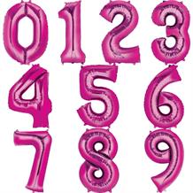 Pink 16" 0-9 Number Shaped Foil Balloon - Air Fill