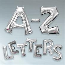 Silver 34" A-Z Letter Shaped Foil Helium Balloon