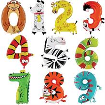 Zooloons Animals Number 0-9 Shaped Foil | Helium Balloon - Choose your Number(s)
