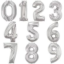 Qualatex Silver Number 0-9 Shaped Foil | Helium Balloon - Choose your Number(s)