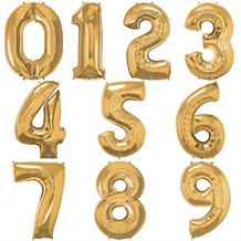 Qualatex Gold Number 0-9 Shaped Foil | Helium Balloon - Choose your Number(s)