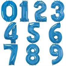 Qualatex Blue Number 0-9 Shaped Foil | Helium Balloon - Choose your Number(s)