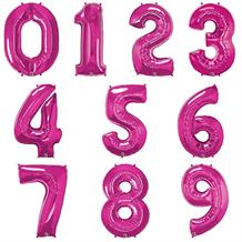 Qualatex Pink Number 0-9 Shaped Foil | Helium Balloon - Choose your Number(s)