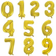 Gold 34" Number 0-9 Shaped Foil | Helium Balloon - Choose your Number(s)