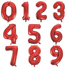 Red Number 0-9 Shaped Foil | Helium Balloon - Choose your Number(s)
