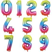 Rainbow Coloured Number 0-9 Shaped Foil | Helium Balloon - Choose your Number(s)
