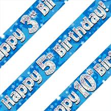 Blue Star Happy Birthday Age 1-16 Foil Banner - Choose your Age