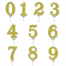Gold Sparkle Number 0-9 Birthday Cake Candle - Choose your Number(s)
