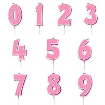 Pink Sparkle Number 0-9 Birthday Cake Candle - Choose your Number(s)