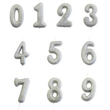 Silver Glitter Number 0-9 Birthday Cake Candle - Choose your Number(s)