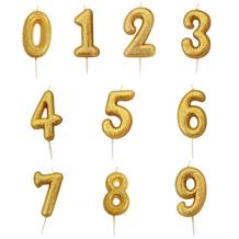 Gold Glitter Number 0-9 Birthday Cake Candle - Choose your Number(s)