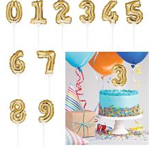 Gold Mini Balloon Number 0-9 Birthday Cake Topper - Choose your Number(s)