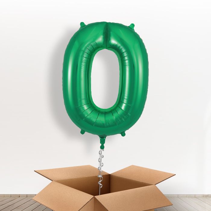 Dark Green Giant Number 0 Balloon in a Box Gift