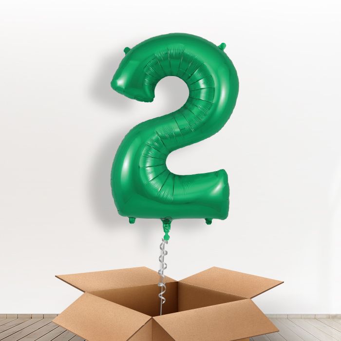 Dark Green Giant Number 2 Balloon in a Box Gift