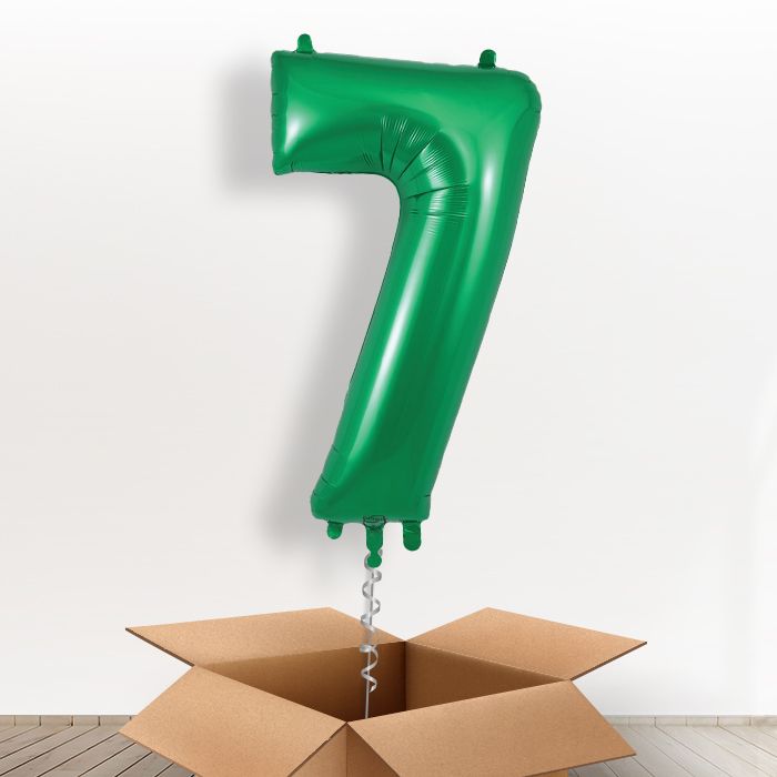 Dark Green Giant Number 7 Balloon in a Box Gift