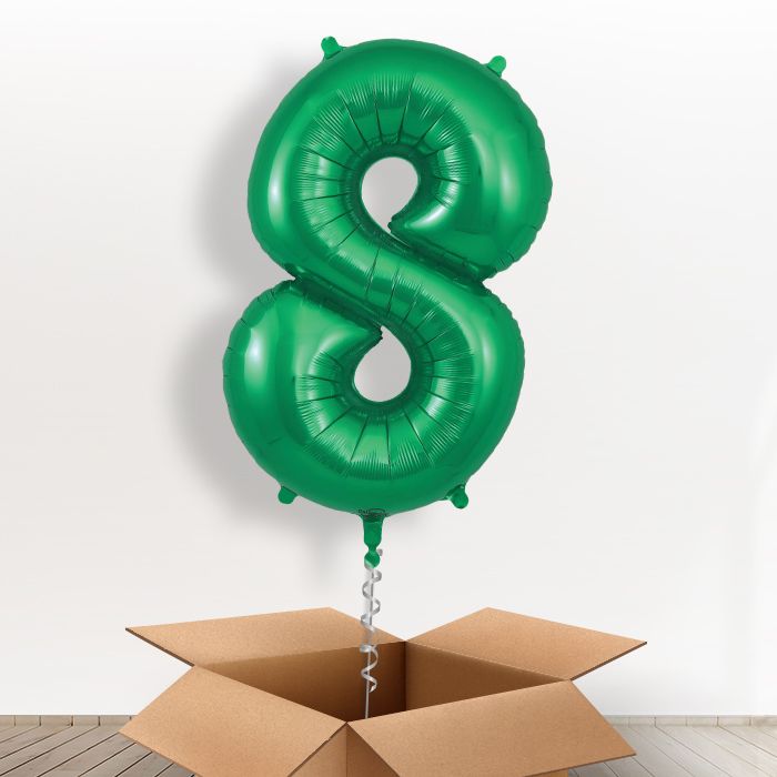 Dark Green Giant Number 8 Balloon in a Box Gift