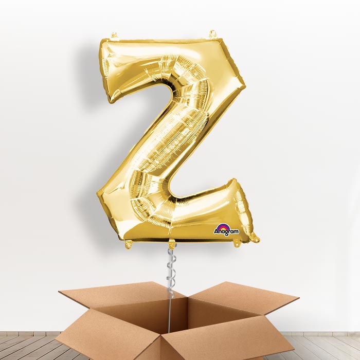 Personalisable Gold Giant Letter Z Balloon in a Box Gift