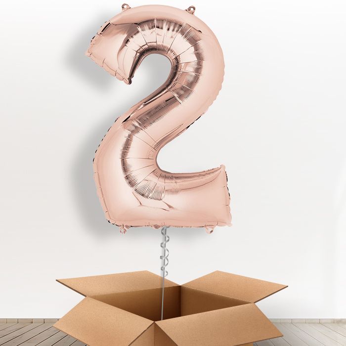 Rose Gold Giant Number 2 Balloon in a Box Gift