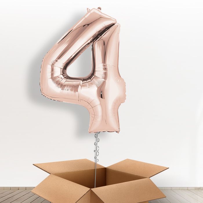 Rose Gold Giant Number 4 Balloon in a Box Gift