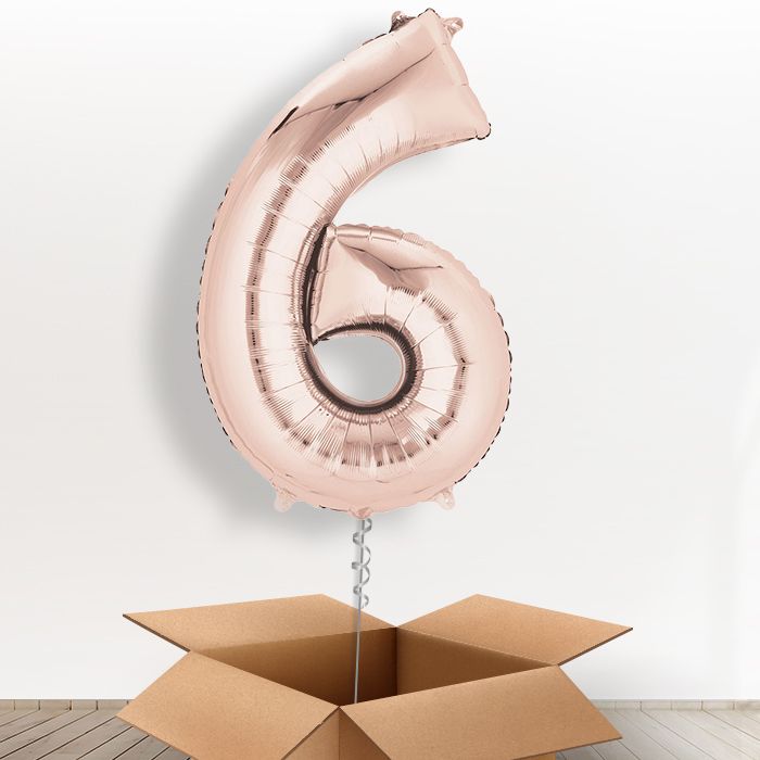 Rose Gold Giant Number 6 Balloon in a Box Gift