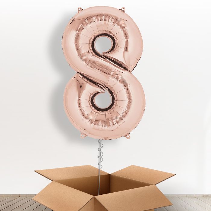 Rose Gold Giant Number 8 Balloon in a Box Gift